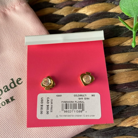 NWT KATE SPADE NEW YORK Gold-Tone Cubic Zirconia Starburst Stud Earrings - Picture 4 of 4